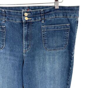Style Co Jeans Y2K Flare Leg Denim Womens Size 16 Chore Pocket Mid Rise Stretch